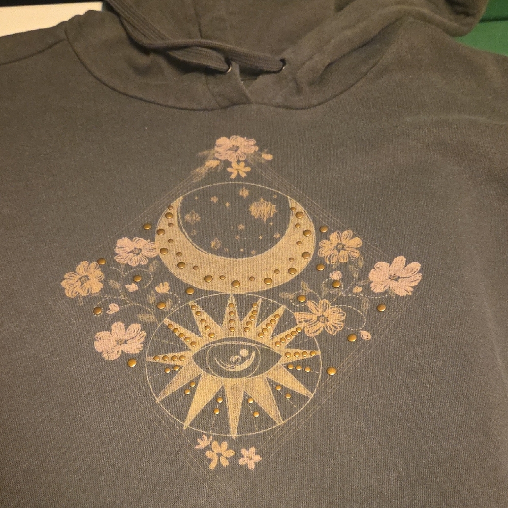Torrid Dark Gray Hoodie with Celestial Designs